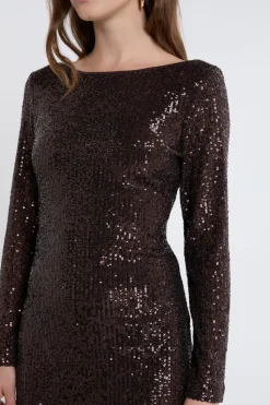 Vestido de manga larga con lentejuelas