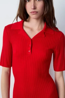 Vestido largo con cuello polo