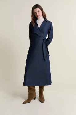 Vestido largo cruzado de algodón