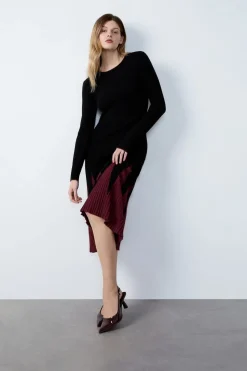 Vestido largo de canalé