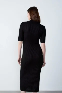 Vestido largo de punto, manga corta