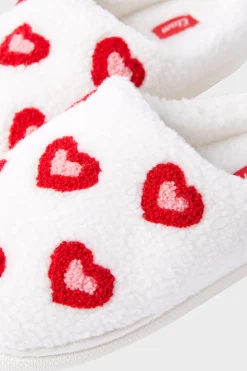 Zapatillas con motivos de corazones de tejido ultrasuave